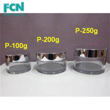 Silver luxury quality sample plastic packaging cream PETG 100 ml cosmetic jar